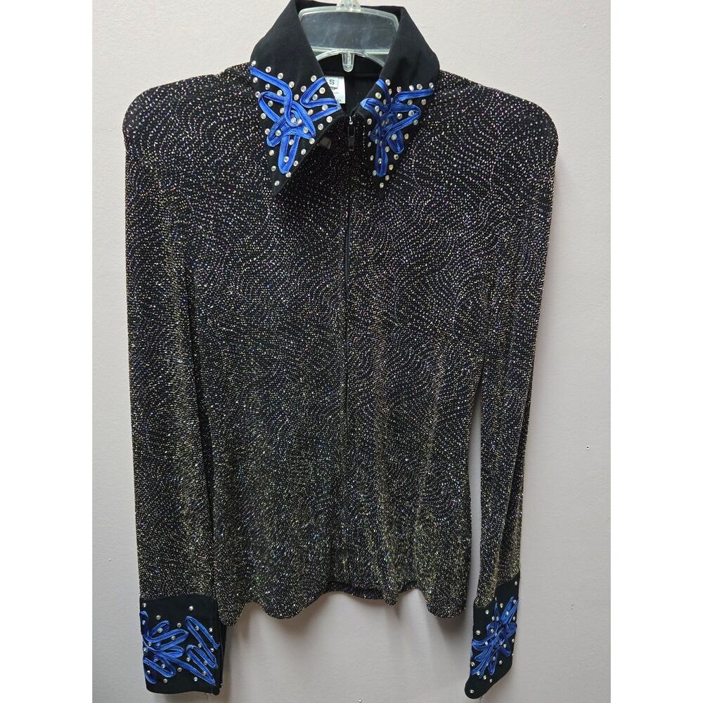 Western Shimmer Zip Top Genuine Leather Womens Small Stagewear Dance Rodeo